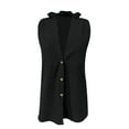 thumbnail image 3 of Clearance Sale! Women Spring V Neck Pocket Sleeveless Cotton Linen Casual Vest L Size Black, 3 of 6