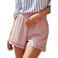 thumbnail image 2 of Women'S Shorts Summer Casual Loose Elastic Waist Drawstring Lace Boho Beach Cover Up Shorts Pink L, 2 of 9