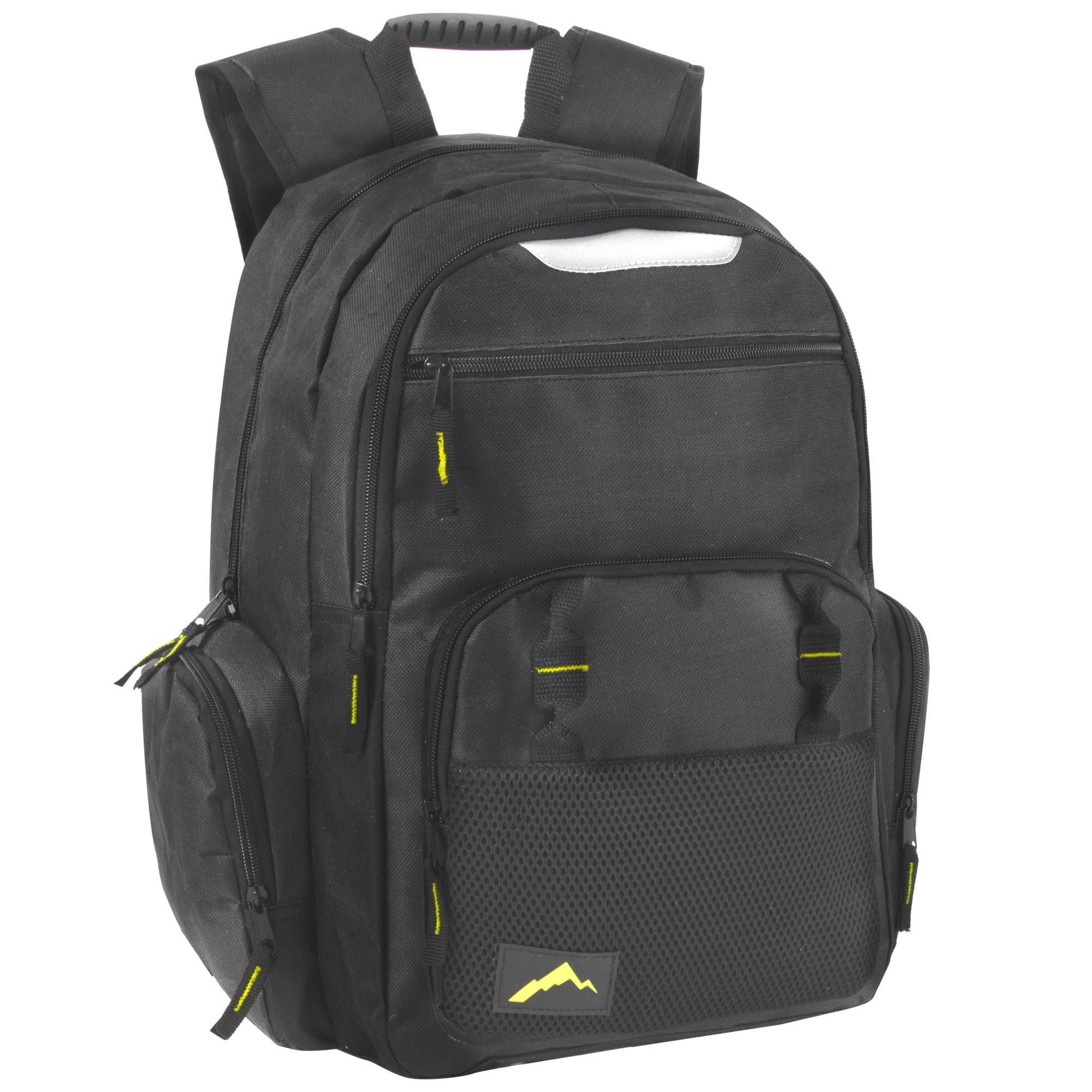 24 Pack of Bulk Wholesale Heavy Duty, Reflective, Dual Compartment, Multi-Pocket, Laptop Backpacks for Work, School, College, Classrooms, Charity and Homeless Donation in Male Colors Pack
