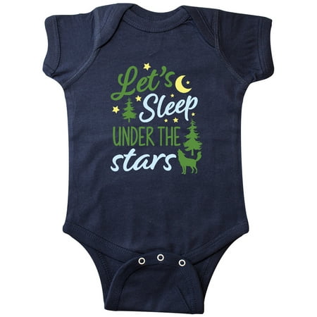 

Inktastic Adventure Let s Sleep Under the Stars with Moon and Wolf Gift Baby Boy or Baby Girl Bodysuit