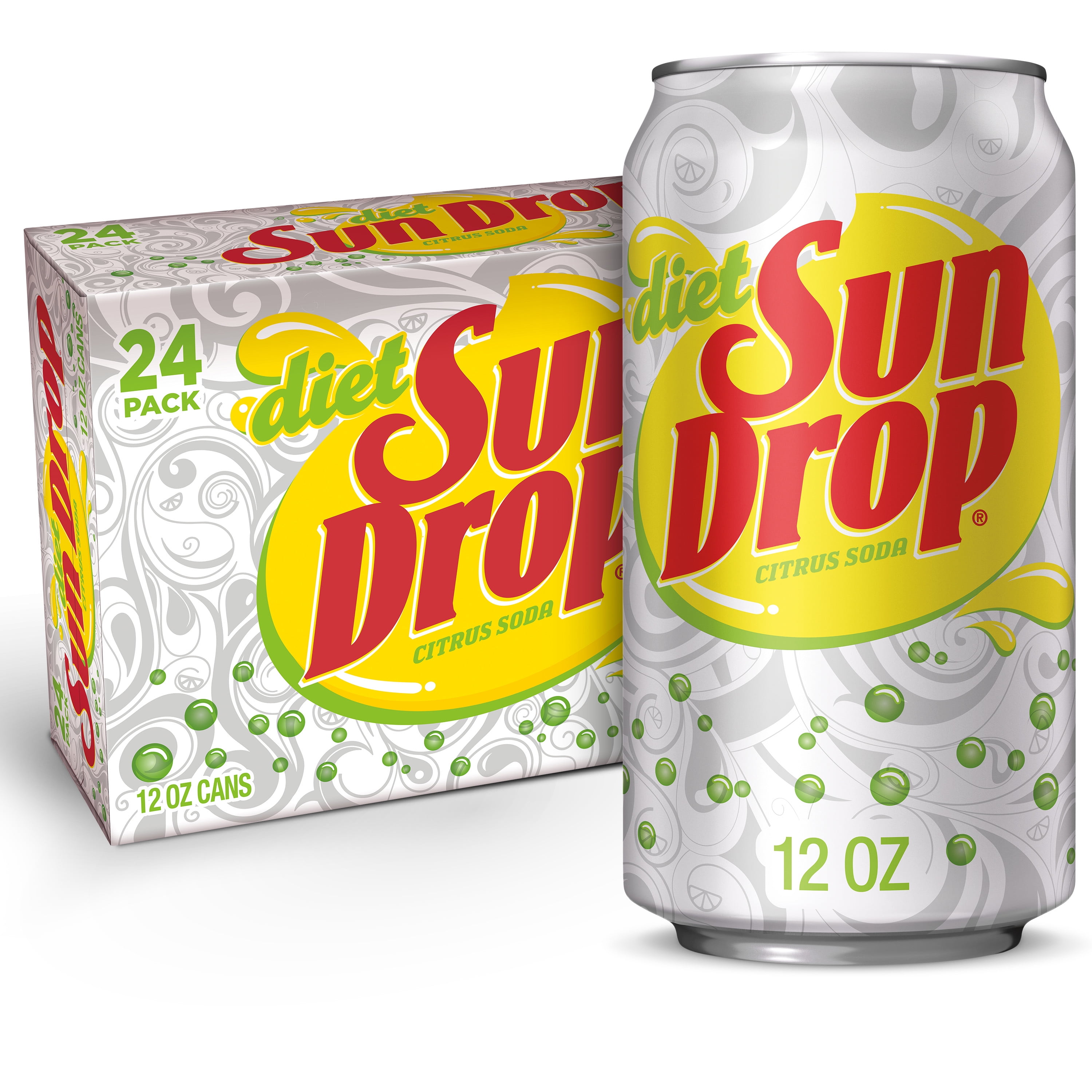 Diet Sun Drop Citrus Soda Pop, 12 Fl Oz, 24 Pack Cans