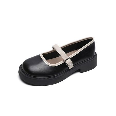 

Ritualay Ladies Casual Shoe Chunky Flats Slip On Mary Jane Non-Slip Lightweight Loafers Outdoor Dating Comfort Black 8.5