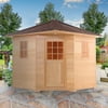 ALEKO Canadian Hemlock Wet Dry Outdoor 5 Person Sauna with Roof Certified Heater