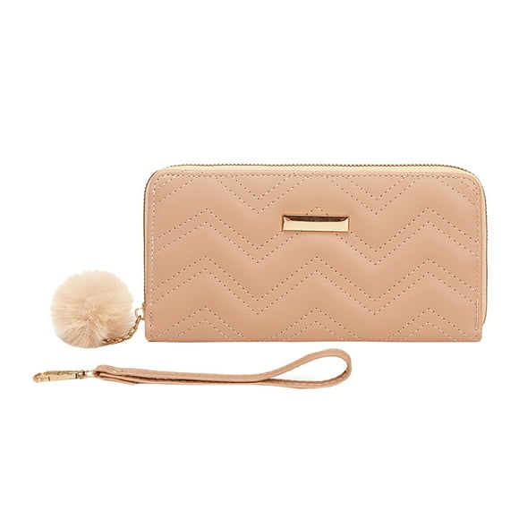 Fashion ID Short Wallet Hairball Solid Color Women Zipper Purse Multiple Card Slots Clutch Bag Phone Bag Women Wallet Small Wallet Clip for Men Leather Wallet for Women Belt Wallet for Men Purse And