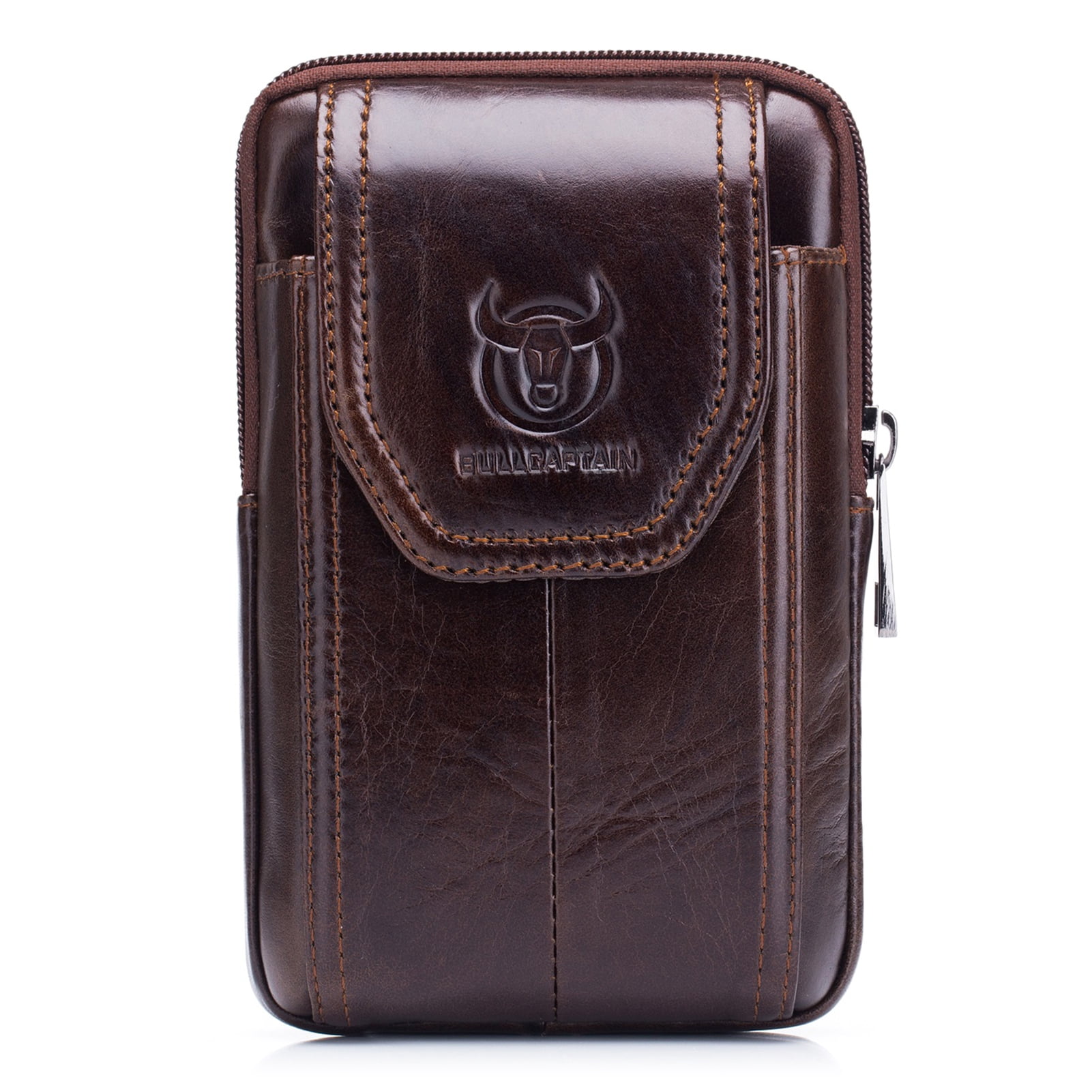 Flyflise Men Leather Belt Pouch Waist Bag Fanny Pack Phone Pouch With Belt Loop Brown 08