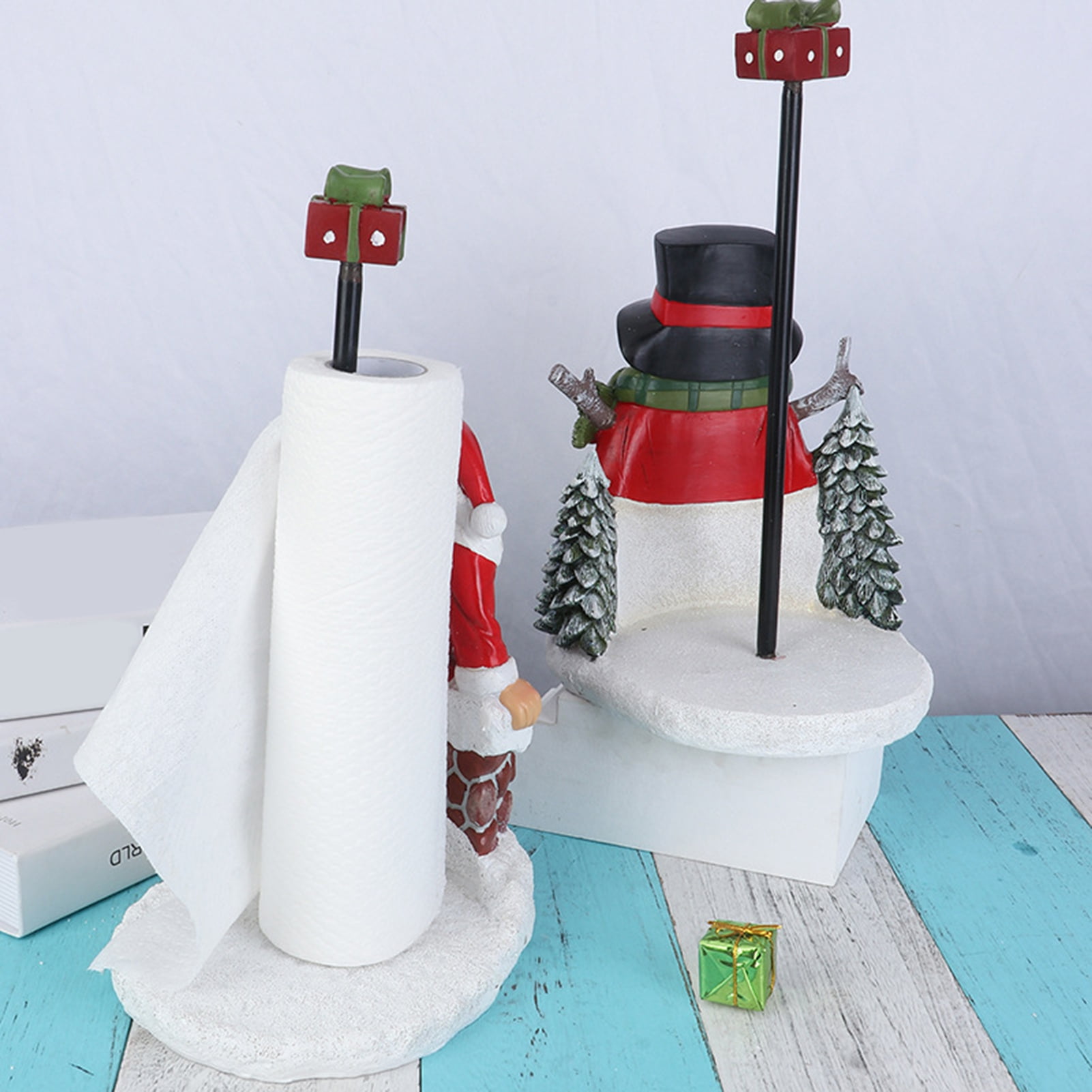 Hadanceo Paper Towel Holder Cute Vertical Roll Stand Christmas Santa Tissue  Holder Desktop Ornament Safe Christmas Decoration