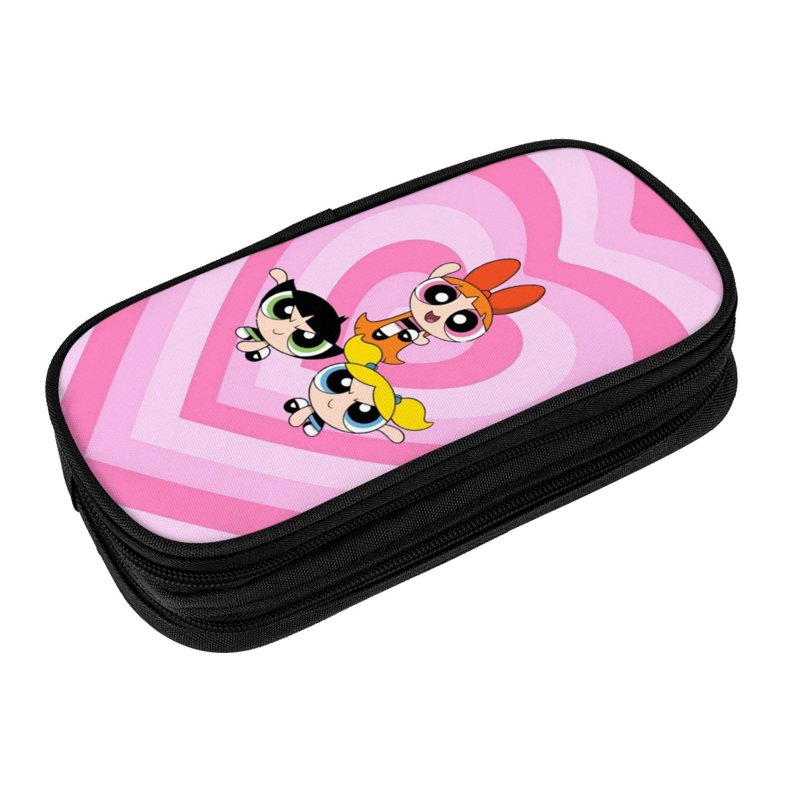 The Powerpuff Gi-rls Pencil Case Large Capacity Pencil Pouch Penbag Office Stationery Organizer Travel Makeup Bag Black