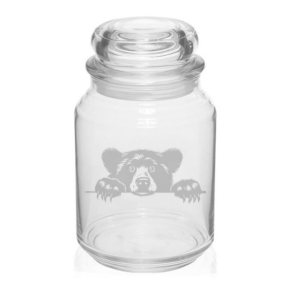 26 oz Glass Candy Jar Apothecary Storage Jar Gift Peeking Bear