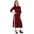 thumbnail image 3 of Bimba Women Rayon Straight Kurta Kurti 3/4 Sleeve Casual Summer Blouse, 3 of 7