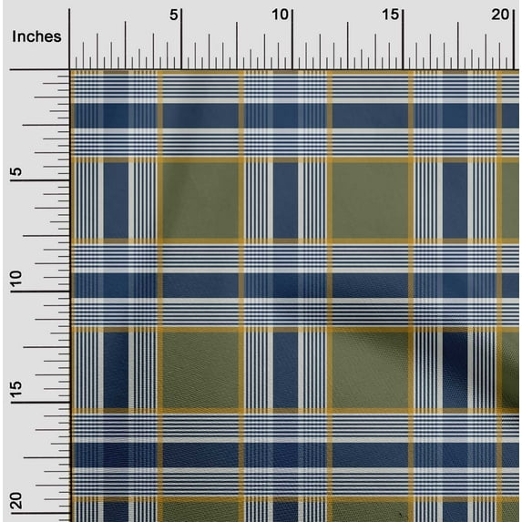 oneOone Polyester Lycra Fabric Madras Check Decor Fabric Printed BTY 56 Inch Wide