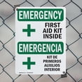 thumbnail image 5 of (2 Pack) First Aid Kit Inside Bilingual OSHA Emergency Sign 7 Inch X 10 Inch Plastic Sign, Weather Resistant, UV Protected for Workplace, Business, and Construction Site, Made in the, 5 of 8