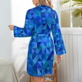 thumbnail image 4 of Blue Abstract Geometry Pajama Robe Bright Shapes Print Long Sleeve Warm Pajamas Robes Lady V Neck Room Sleepwear Spring Dress, 4 of 4