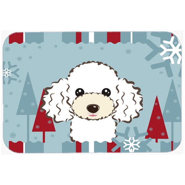 Winter Holiday White Poodle Mouse Pad, Hot Pad & Trivet