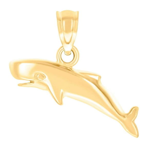 14k Yellow Gold Womens Baluga Whale Animal Sealife Fish Ocean Charm Pendant Necklace 11.8x18.8mm Wide Pendant for Women
