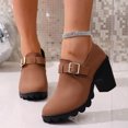 thumbnail image 2 of Sentmoon Boot Boot Women Fashionable British Style Casual Metal Buckle Sponge Cake Thick Heel Short Tube Plus Size High Heels Boots, 2 of 10