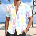 thumbnail image 2 of Easter Day for Men Shirt Short Sleeve Tops Button Up Fun Bunny Printed Holiday Spring Tees, 2 of 4