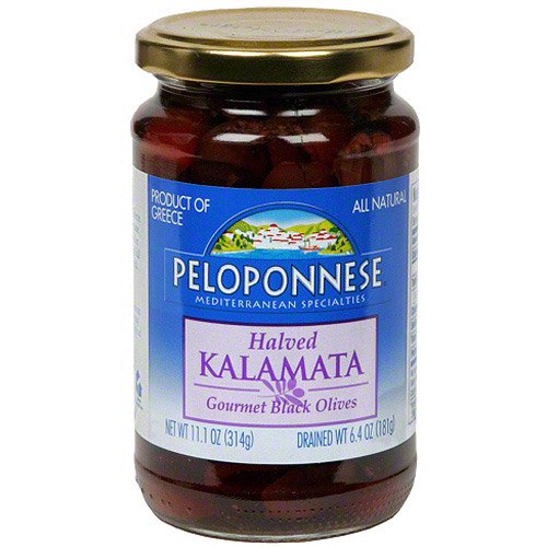 Peloponnese Halved Kalamata Gourmet Black Olives, 11.1 oz, (Pack of 6