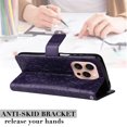 thumbnail image 6 of Feishell Slim Wallet Case for iPhone 16 Pro Max,Shockproof Stylish Embossed Pattern PU Leather Magnetic Clasp Folio Flip Kickstand Card Slots with Wrist Strap for Women Men Phone Cover,Purple, 6 of 8