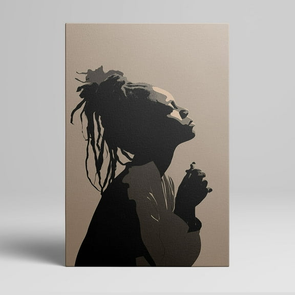 1pc Black - and - White Silhouette Canvas Art of a Woman with Dreadlocks, framed Decor room hanging Wall Picture Decor for Home Gifts, living room, bathroom, bedroom, kitchen wall art decor canvas