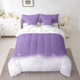 thumbnail image 2 of jejeloiu Starry Sky Clouds Twin Bedding Sets 7-Piece,Outer Space Galaxy Theme Bedding Comforter Set,Purple White Ombre Sheet Sets For Girls,Super Cozy Room Decor Reversible, 2 of 8