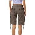 thumbnail image 2 of Hvot&aat Women's Twill Cargo Shorts Solid Color Stretched Versatile Casual Pants Bermuda Shorts, 2 of 5