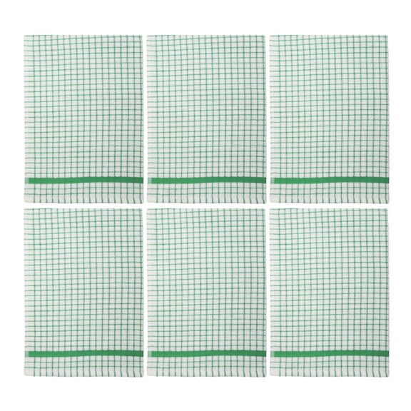 Poli-Dri Cotton Tea Towel Kitchen Linens Green 6-Pack White/Green by Samuel Lamont