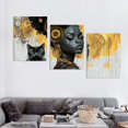 thumbnail image 4 of Large Black Wall Art - African American Black Girl Wall Art Colorful Black African Woman Black and Gold Canvas Picture Wall Decor for Living Room Bedroom Home Decoration, 4 of 6