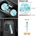 thumbnail image 7 of Yuyamidu 12 Piece Blue Butterfly Front Car Seat Covers Full Set with Steering Wheel Cover Safe Belt Pads Armrest Pad Garbage Can Rear View Mirror Cover Keychain Air Vent Storage Holder Coasters, 7 of 7