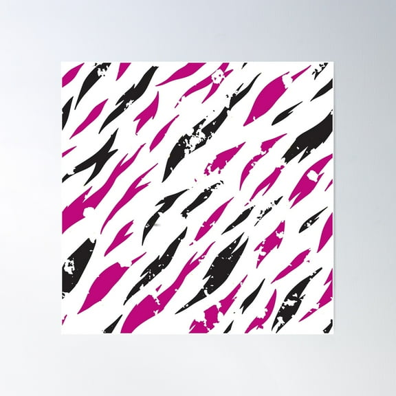 Hot Pink And Black Zebra Pattern Poster Wall Art, Modern Wall Decor For Living Room Bedroom, 17x17 UNFRAMED