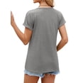 thumbnail image 5 of Hibeli Women's Round Neck Button Down Short Sleeve Solid Color Summer T-Shirt, 5 of 7
