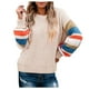 thumbnail image 2 of Pntutb Blusa de manga larga con rayas de arcoíris de punto de cable para mujer Pntutb Pntutb-2264, 2 of 5