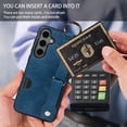 thumbnail image 6 of ShellTech for Ring Holder Samsung Galaxy A15 Case , Shockproof Leather Hand Strap Kickstand Card Slot Case TPU Back Cover for Galaxy A15,Blue, 6 of 9