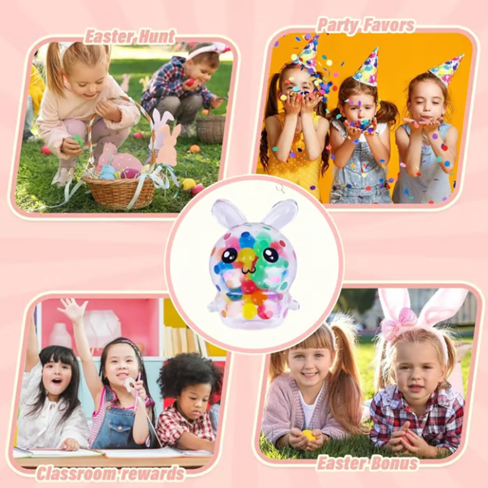12 Pack Prefilled Easter Eggs with Bunny Squeeze Toys, Colorful Easter Eggs with Stress Balls Inside, Easter Basket Stuffers, Party Favors & Easter Egg Fillers