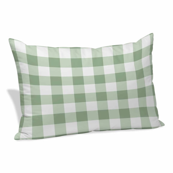 Sage Green Buffalo Plaid Pillow Covers 12"x20", Green White Checkered Farmhouse Soft Brushed Microfiber Breathable Throw Pillow Covers, Pillowcase with Zipper for Couch Sofa Bedroom Living Room