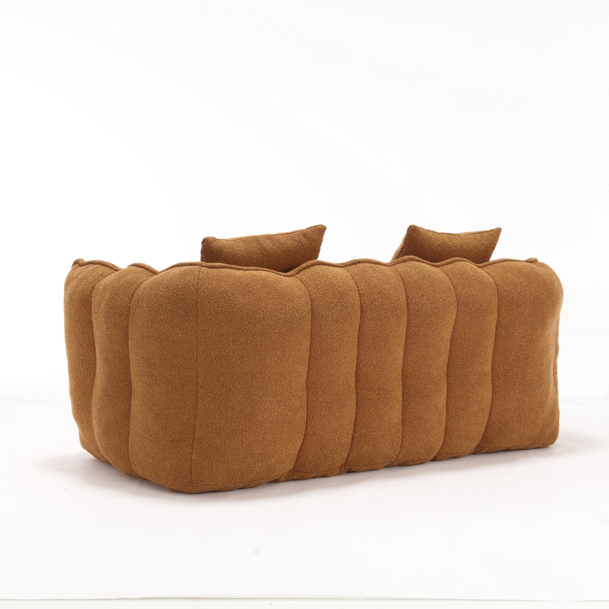 Aukfa 65" Compressed Loveseat Sofa for Living Room,No Assembly Required, 2 Pillow, Chenille, Orange