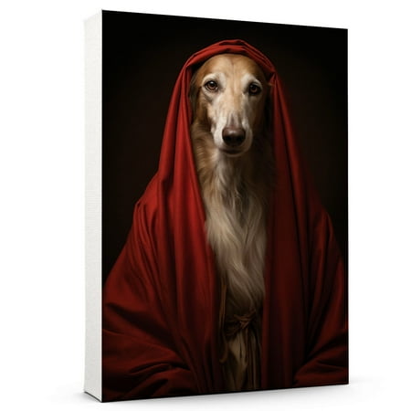 Borzoi Pet Portrait in a Royal Costume Dog in a Costume Portrait Dog in Attire Portrait Canvas Print Medieval Pet Portrait Renaissance Animal Portrait on Canvas