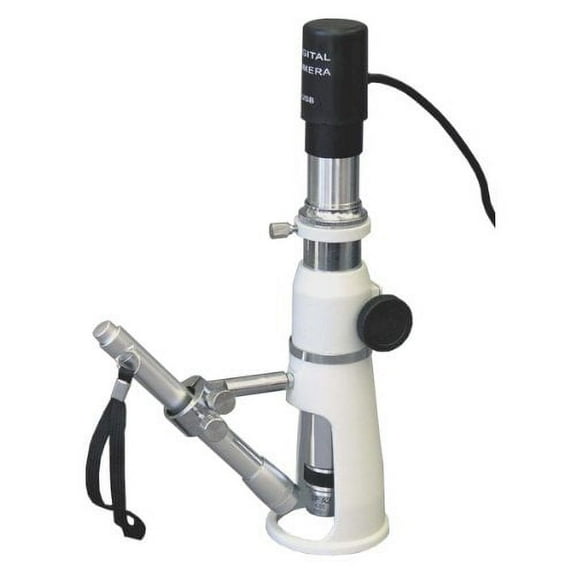 AmScope H100-E1 Digital Handheld Stand Measuring Microscope, 100x Magnification, 17mm Field of View, Includes Pen Light,