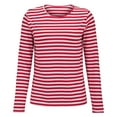 thumbnail image 3 of WTXUE Women'S Long Sleeve 2024 Autumn Women's Striped Casual Classic T Shirt Top Long Sleeve, Red Small, 3 of 8