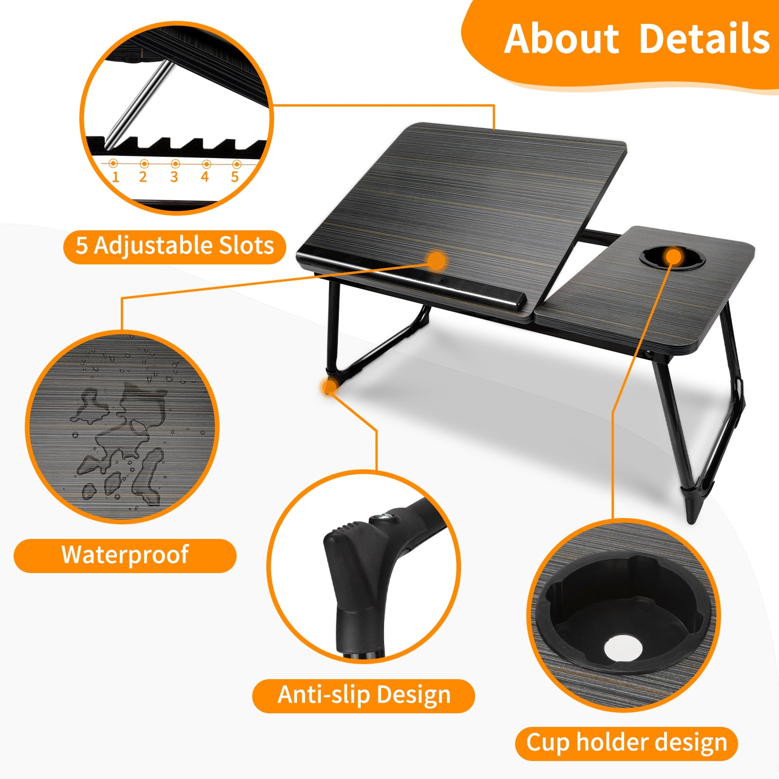 Laptop Bed Tray Table, WLRETMCI Foldable Lap Desk for Bed and Sofa, Laptop Desk Notebook Stand for Eating Breakfast, Reading Book, Watching Movie on iPad