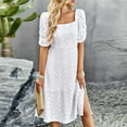 thumbnail image 3 of Vedolay Women'S Casual Dresses Women's 2023 Spring Casual Sleeveless Beach Tank Dress Bodycon Ruched Summer Mini Dresses,White L, 3 of 5