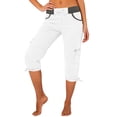 thumbnail image 2 of WULMLEO Cargo Capris for Women Cotton Mid Rise Lightweight Capri Pants Stretchy Travel Hiking Cargo Pants with Pockets White L, 2 of 9