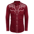 thumbnail image 4 of Byoo Toddler Boys T Shirt Western Embroidered Floral Pattern Long Sleeve Button-Down Cow Boy Shirt,Brick Red, 4 of 4
