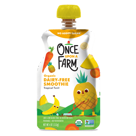 Once Upon a Farm Organic Dairy-Free Smoothie, Tropical Twirl, 4 oz Pouch