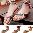 thumbnail image 3 of Zanvin Women's Sandals Shoes on Clearance, up to 30% off, Women's Leisure Vacation Beach Silk Ankle Strap Color Matching Flip Flops Bohemian Sandals, Black, 36, 3 of 7