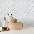 thumbnail image 4 of Marble Herringbone Peel And Stick Backsplash, 4 of 7
