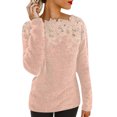 thumbnail image 2 of BONIXOOM Fall Sweaters Modern Fit Sweater Lace Vacation Crew Neck Womens Sweaters Cardigan Pink XL(US:10), 2 of 5