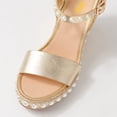 thumbnail image 3 of FSJ Women High Heel Round Open Toe Pearl Ankle Strap Sandal Platform Espadrille Wedges Buckle Sandals Casual Dressy Shoes Size 14 Gold, 3 of 4