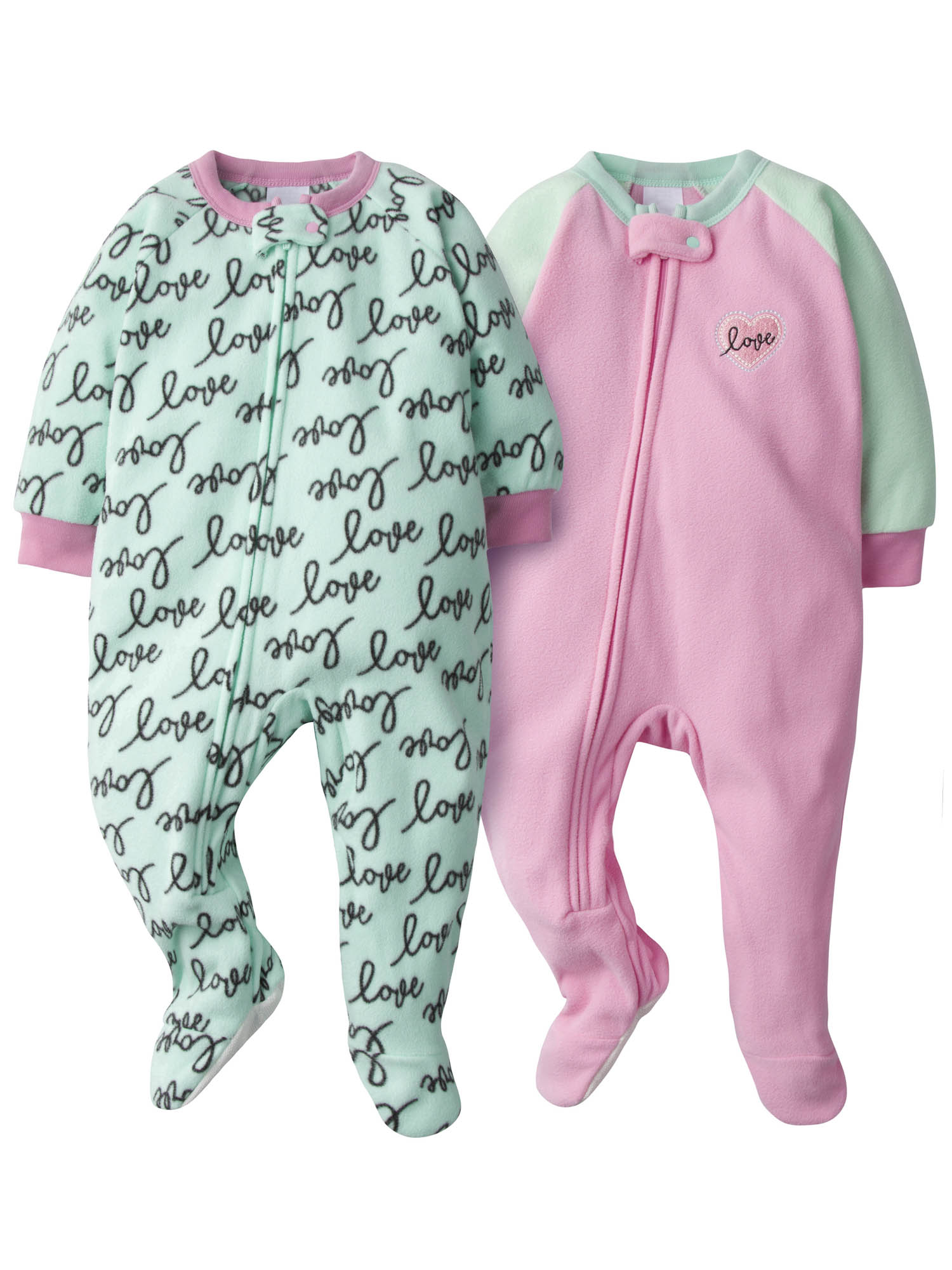 Gerber 3/4 Sleeve Fleece Pajamas, 2-Pack photo 1