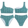 thumbnail image 7 of GYRATEDREAM Girls Swimsuit 2 Piece One Shoulder Cutout Girls Bikini Top High Waisted Bottom Bathing Suits for 11-12Y, 7 of 7
