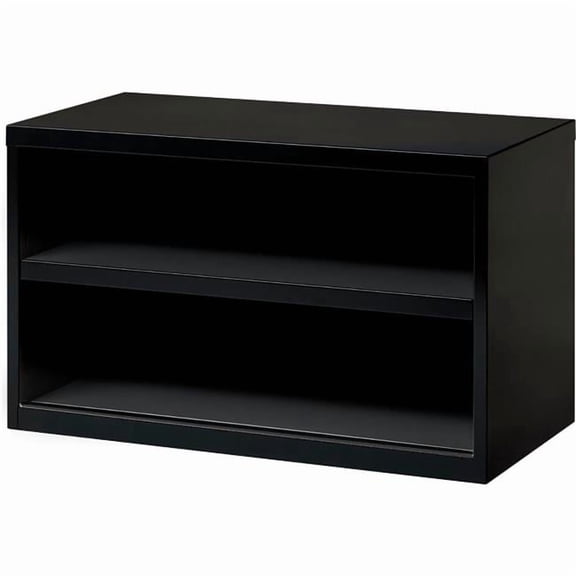 36 in. Low Credenza with 2 Open Shelves - Black